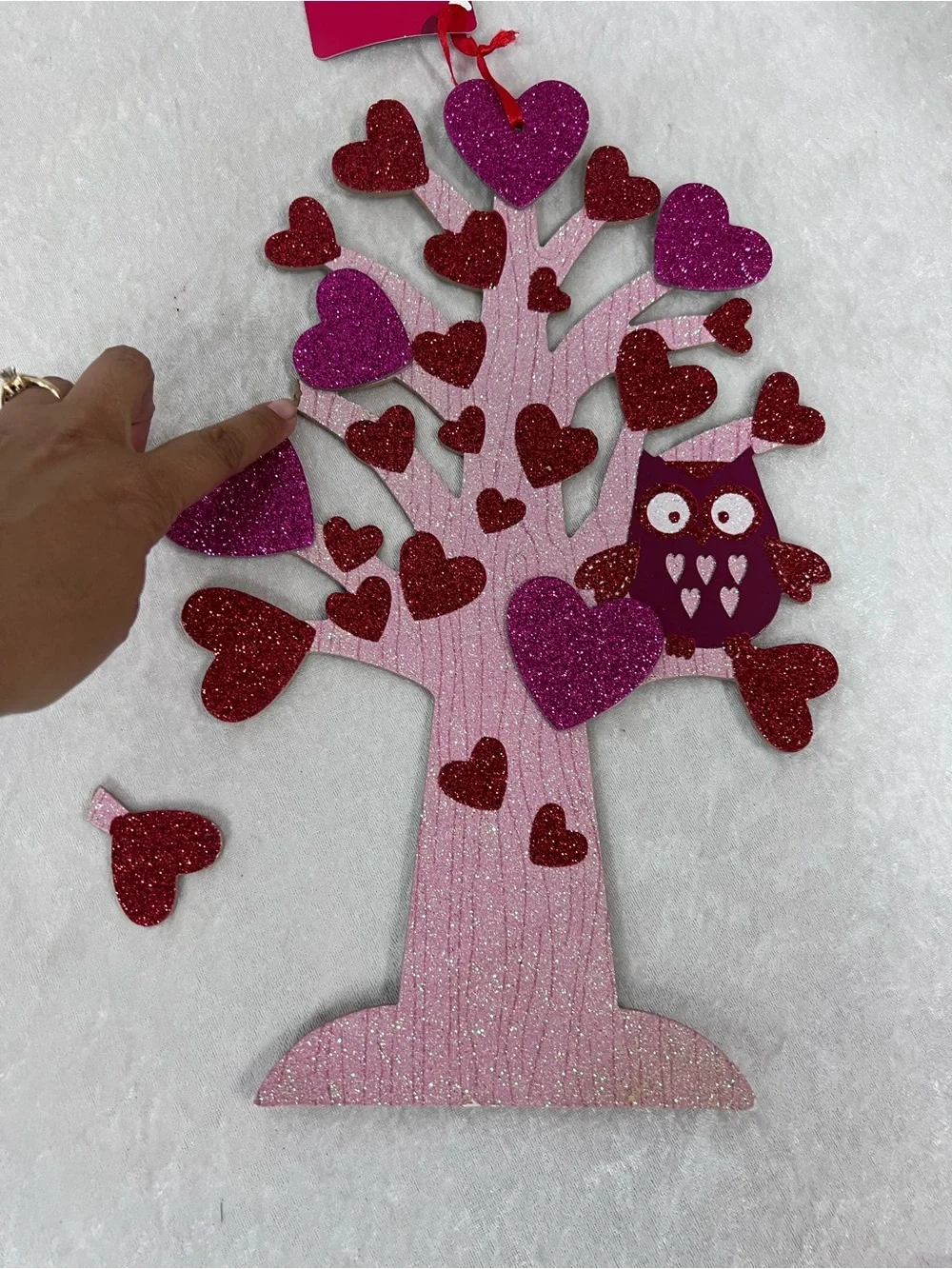 Happy Valentine's Day Red Glitter Heart Wall Decor set of 6 hanging decorations